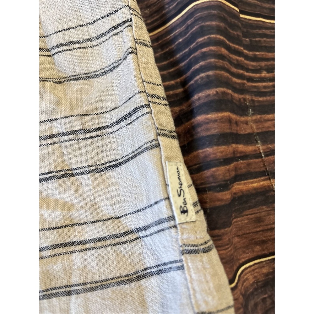Ben Sherman Mens Shirt Size Large Button Front Striped Short Sleeve Linen Blend - Picture 5 of 9